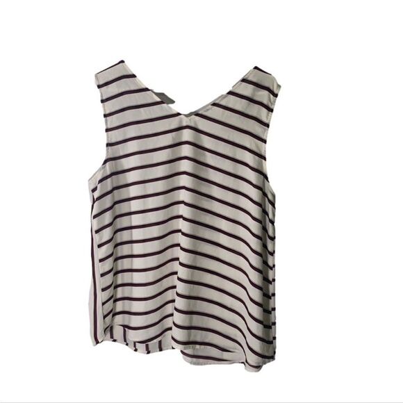 Maurices XXL Cream, Black and Maroon Mixed Stripe V Neck‎ Tank Top - Picture 5 of 5